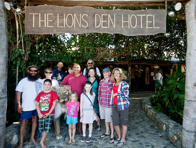 Tour group at The Lions Den Hotel